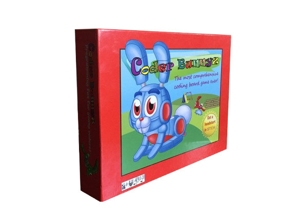 CoderBunnyz coding board game box, a screen-free game for ages 4 to 104, in stock at about $36
