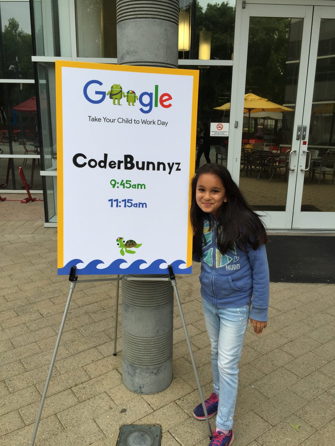 Samaira Mehta at her CoderBunnyz workshop at Google